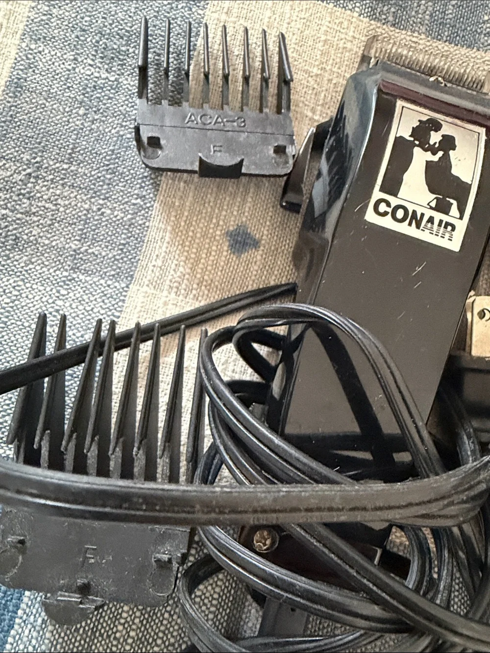 Black & Gray Corded Hair Clippers with Guide Combs